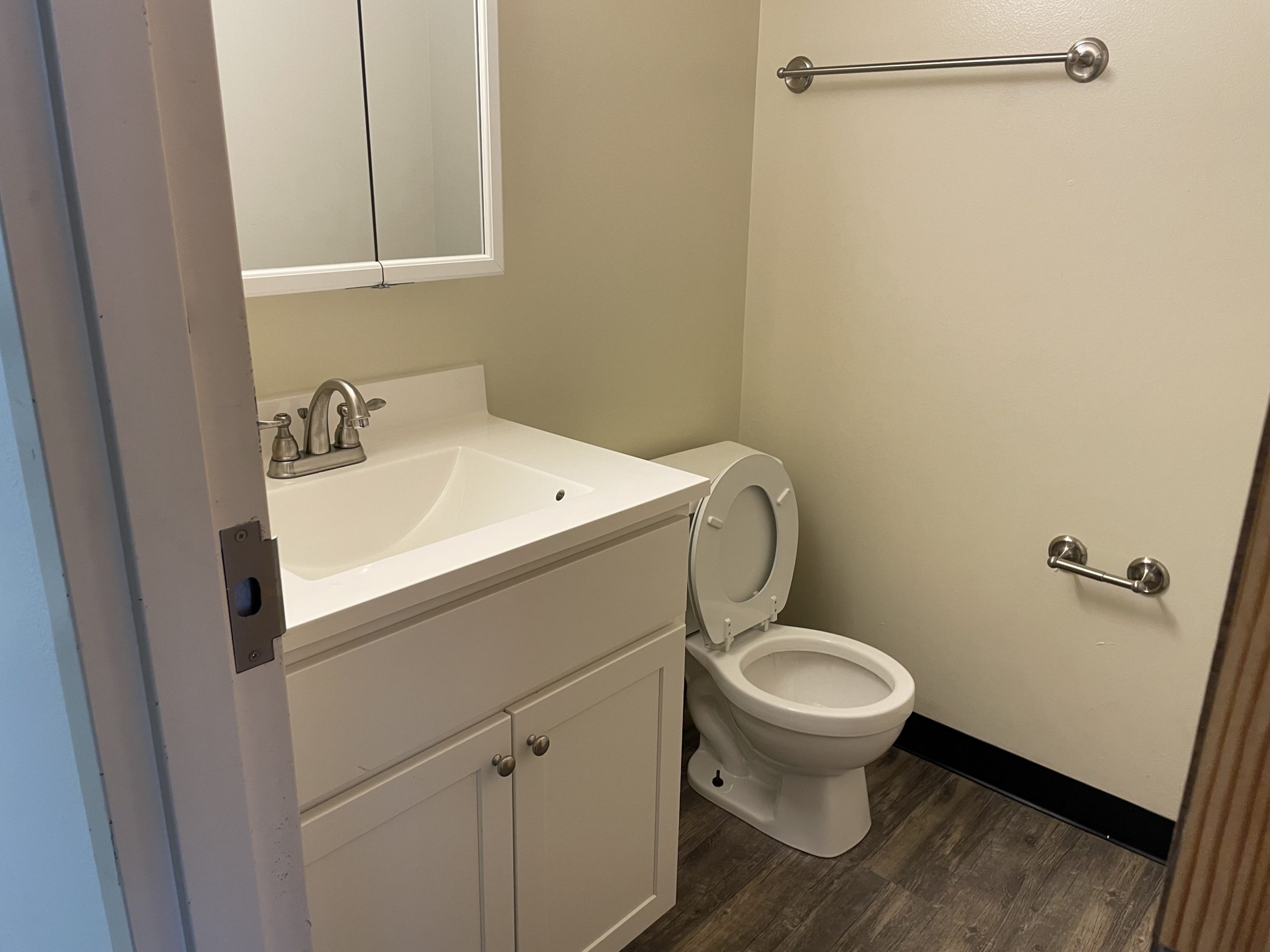 Bathroom with vanity and toilet