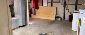 Unfinished basement storage area