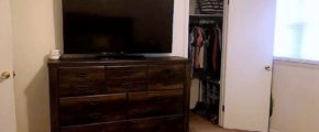 TV, dresser and closet