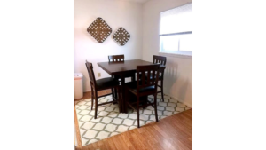 Dining area with table and chairs