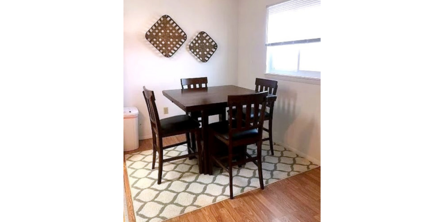 Dining area with table and chairs