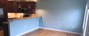 Unfurnished living room and kitchen
