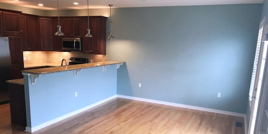 Unfurnished living room and kitchen