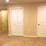 Carpeted basement rec room