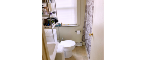 Bathroom with sink, toilet, and tub/shower combo