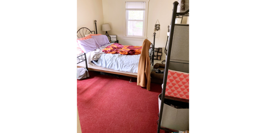 Bedroom with area rug and furniture