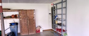 Garage with shelving