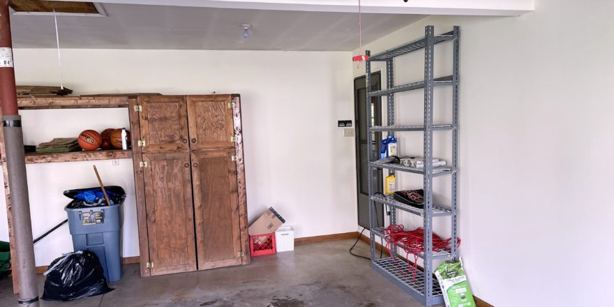 Garage with shelving