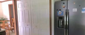 Kitchen laundry closet and refrigerator
