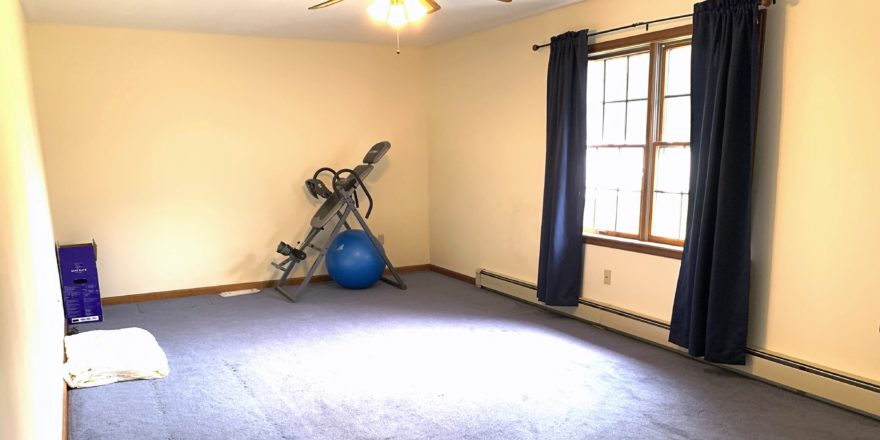 Living room with exercise equipment