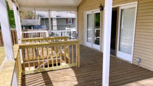 Wooden deck with chairs