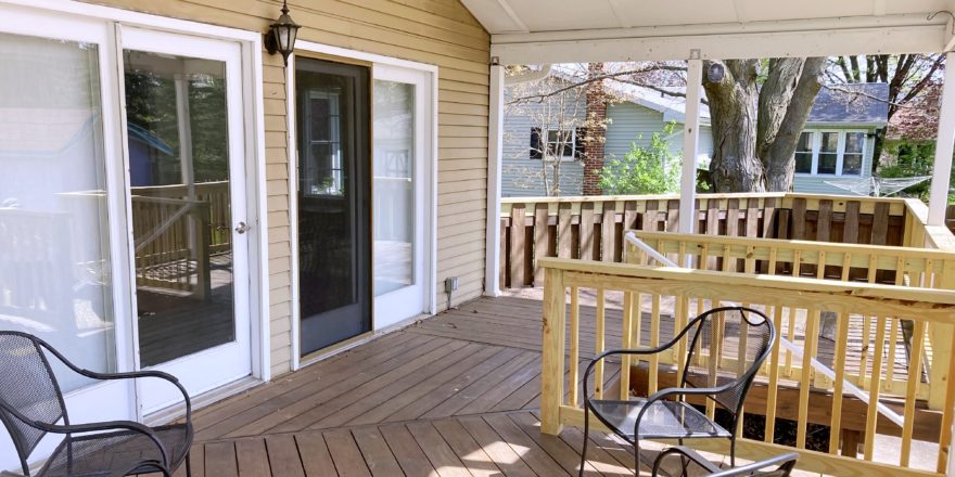 Wooden deck with chairs