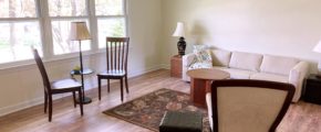 Living room with LVP flooring and furniture