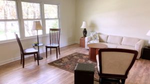 Living room with LVP flooring and furniture