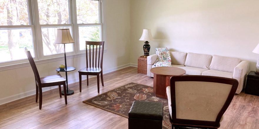 Living room with LVP flooring and furniture