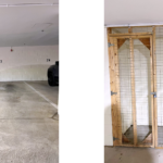 Parking space and storage unit with a ladder