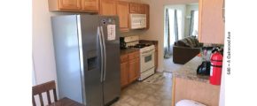 Kitchen with cabinets and appliances