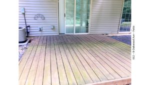 Wood patio with glass sliding door