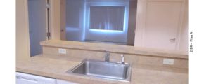 Kitchen with stainless steel sink