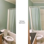 Full bathroom with vanity, mirror, toilet, and tub/shower combo