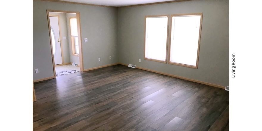 Living room with large windows