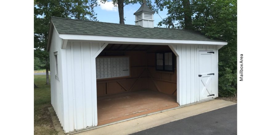 Small shed with mailboxes