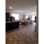 Kitchen with table, and island
