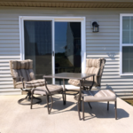 Patio with chairs and table