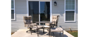 Patio with chairs and table