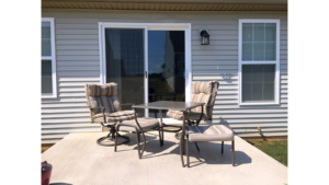 Patio with chairs and table