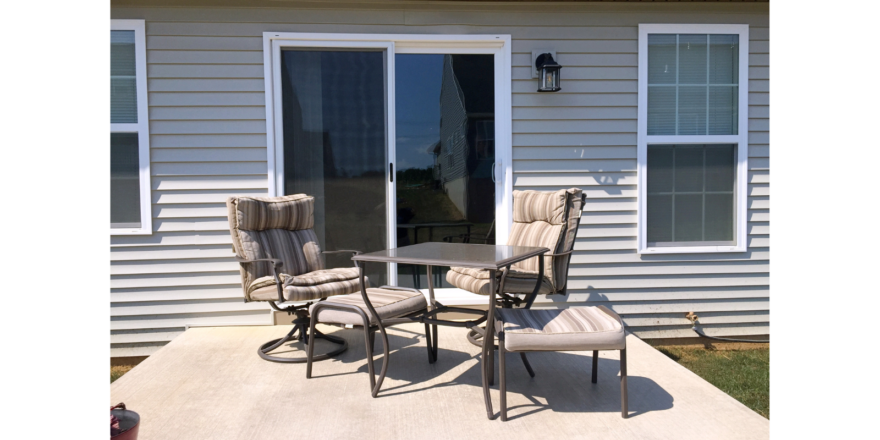 Patio with chairs and table