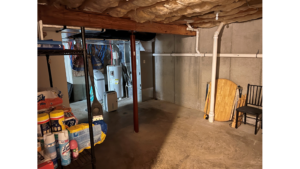Storage in an unfinished basement