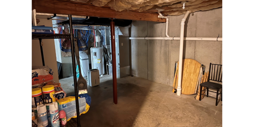 Storage in an unfinished basement