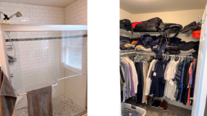 Shower and walk-in closet