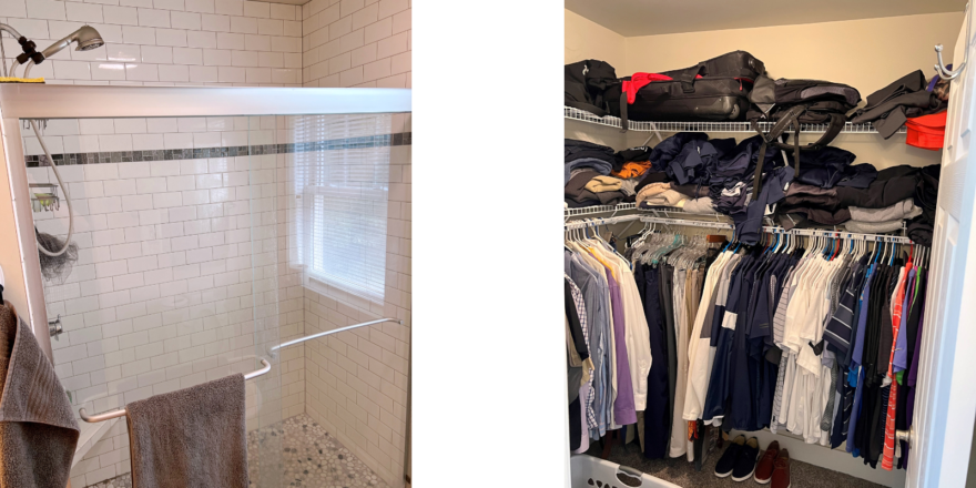Shower and walk-in closet