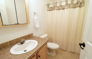 a white toilet sitting next to a bathroom sink