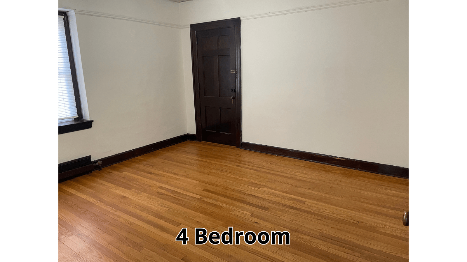Empty 4 bedroom room with hardwood floors