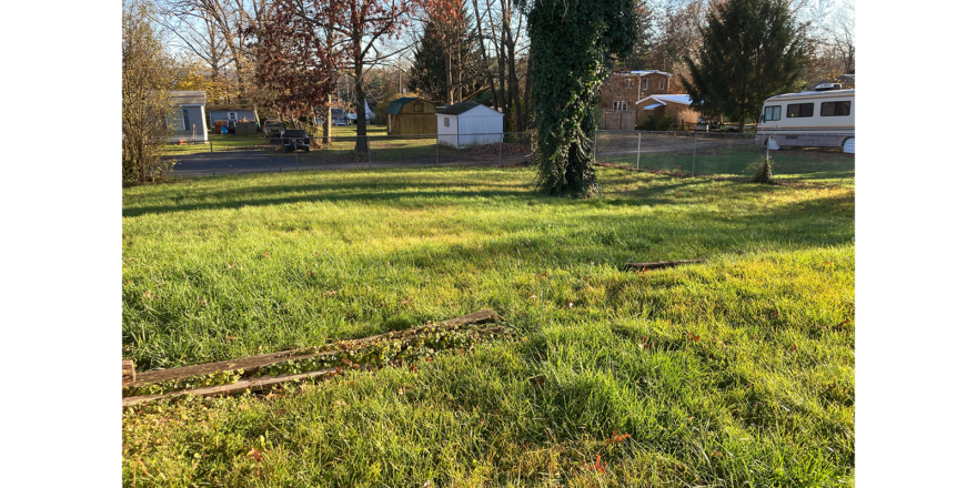 Spacious fenced grassy backyard space