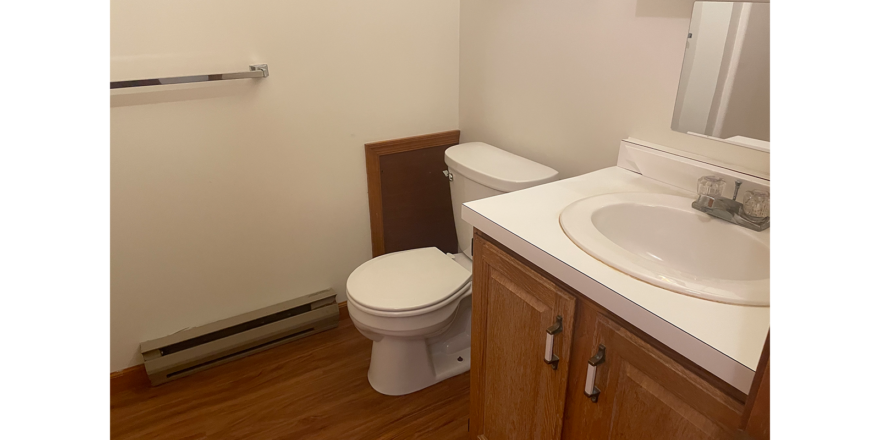 a white toilet sitting next to a bathroom sink