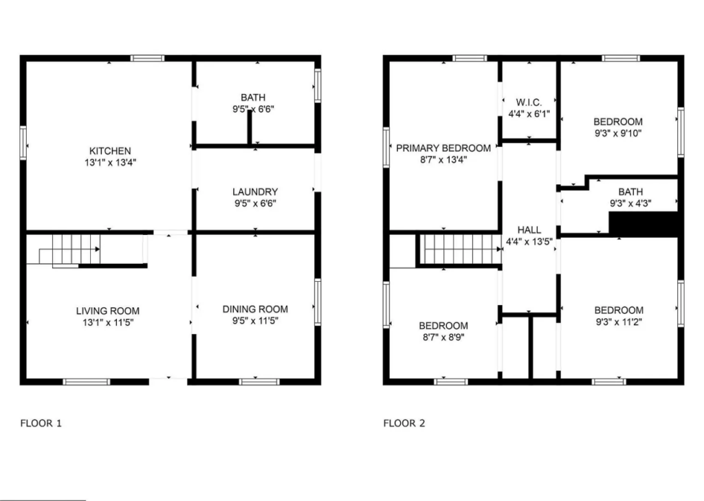 a floor plan of a two story house