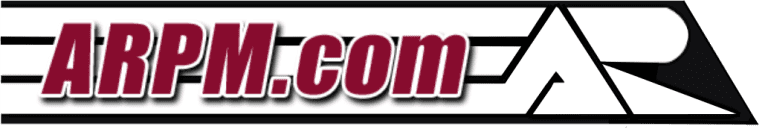 a black and white logo with the words arpm com