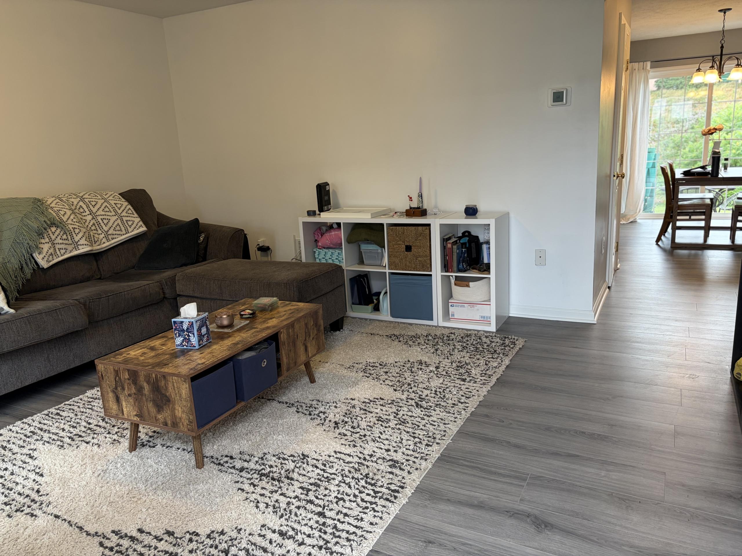Living room with sectional sofa and coffee table