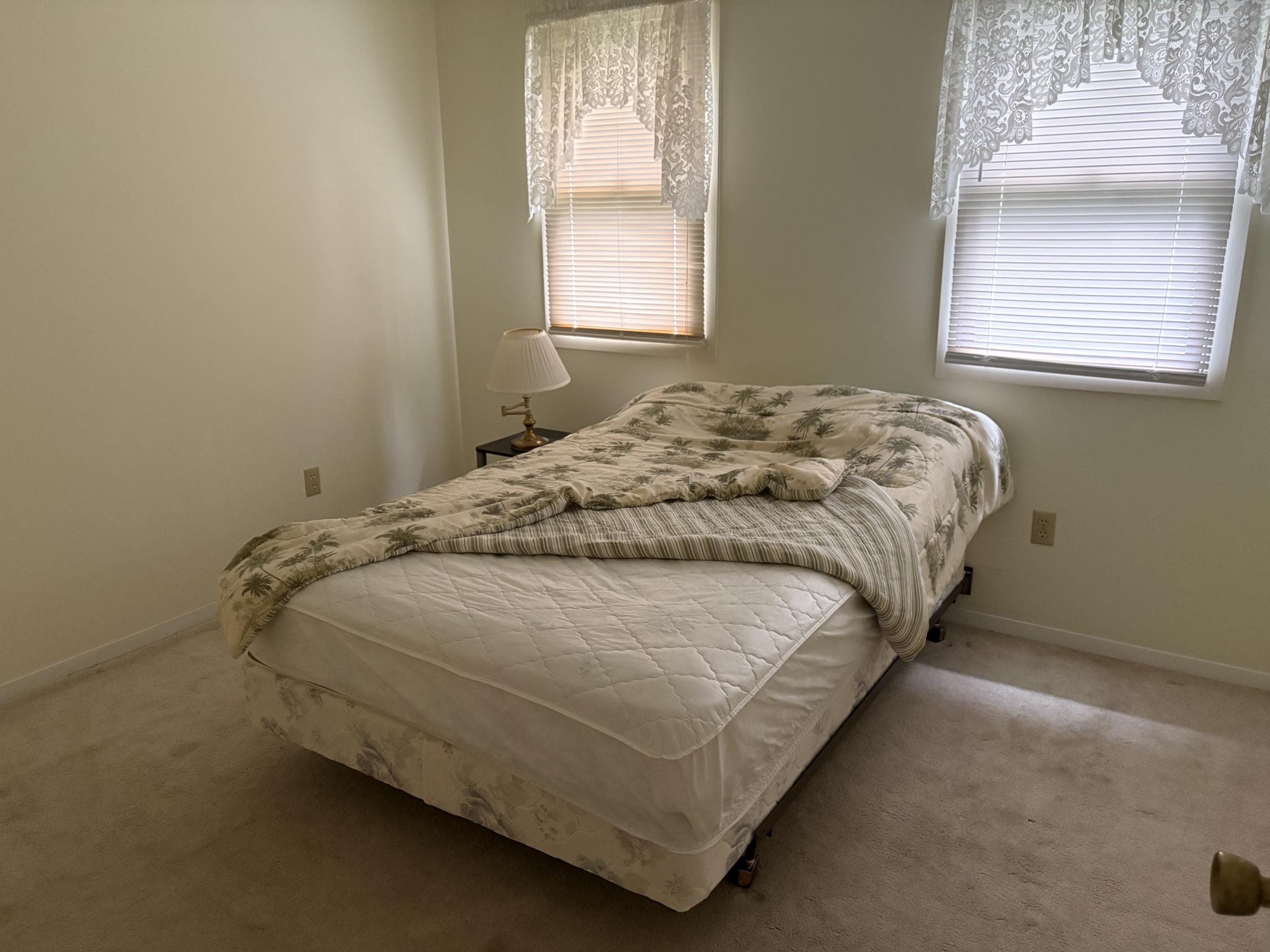 Bedroom with bed and windows