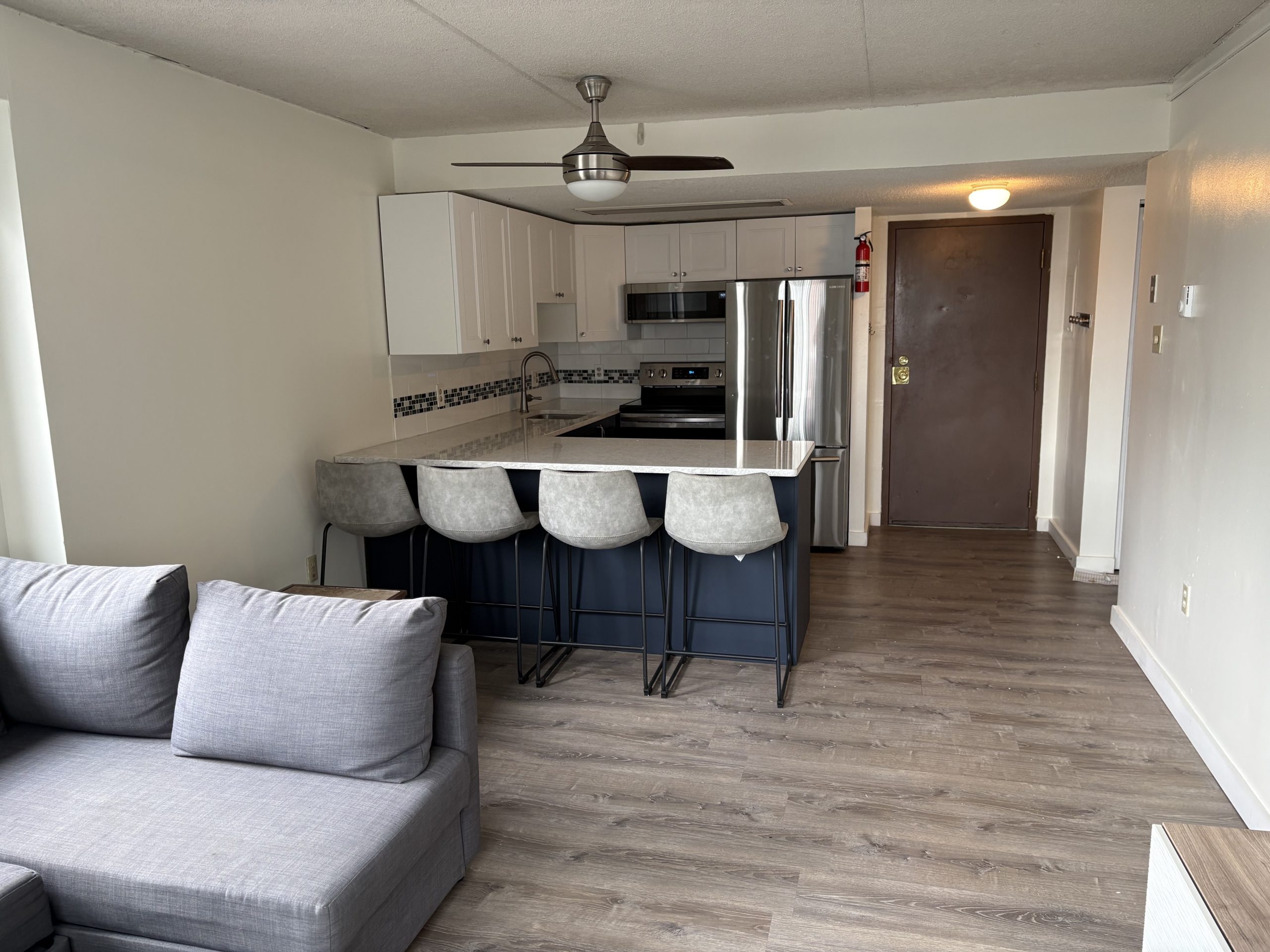 Hetzel Plaza Unit 409 kitchen and living area