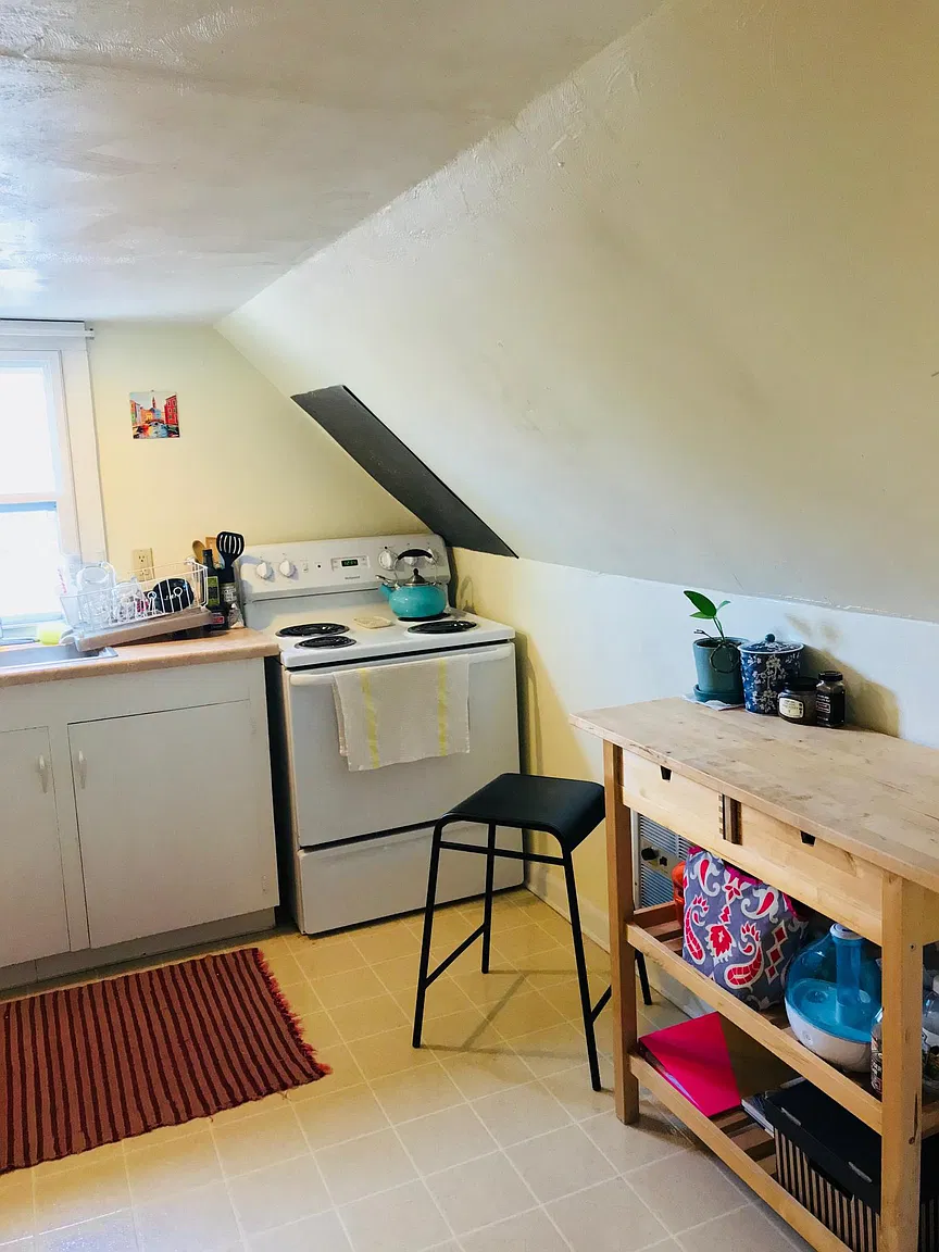 Kitchen with stove and counter